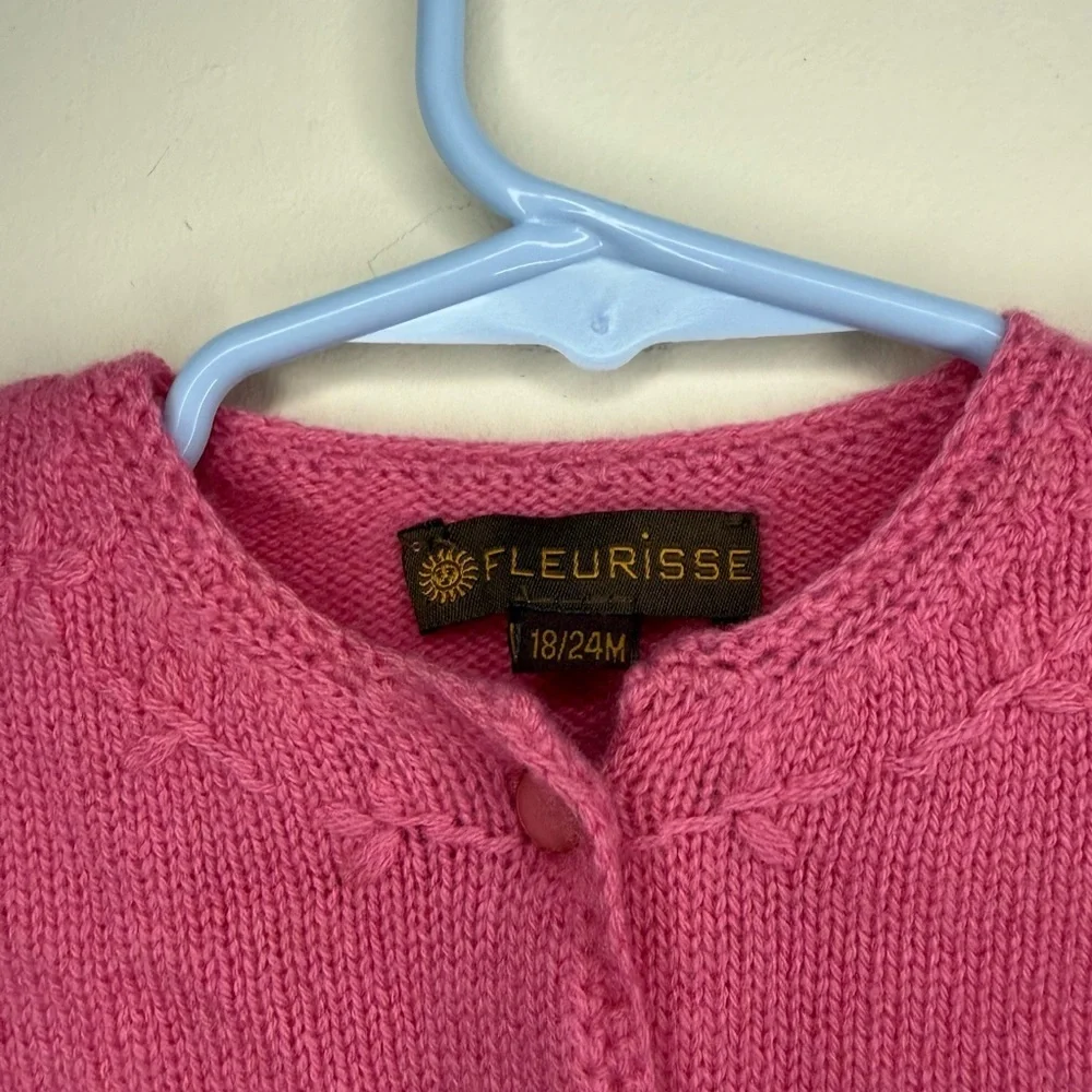 FLEURISSE 100% Italian Cashmere Pink Floral Embroidered Cardigan